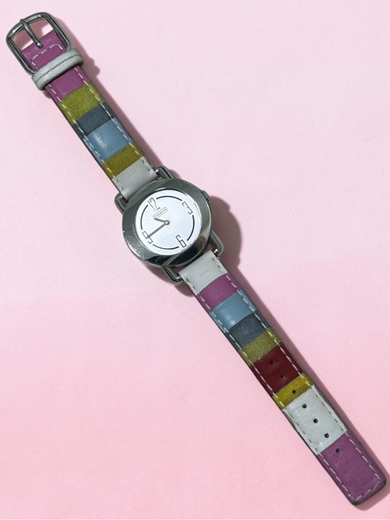 COACH Swiss Made Watch Leather & Suede Legacy Stripe Strap w/Original Packaging main image 9